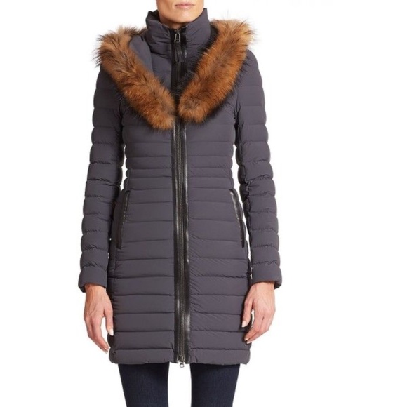 Mackage Kaylina Leather-Trim Down Coat – Grey XXS (Retail $1,000+) - Picture 1 of 4